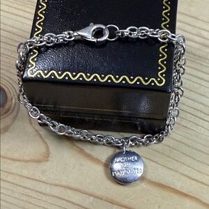 Silver Chain Bracelet with Engraved Charm sterling 925